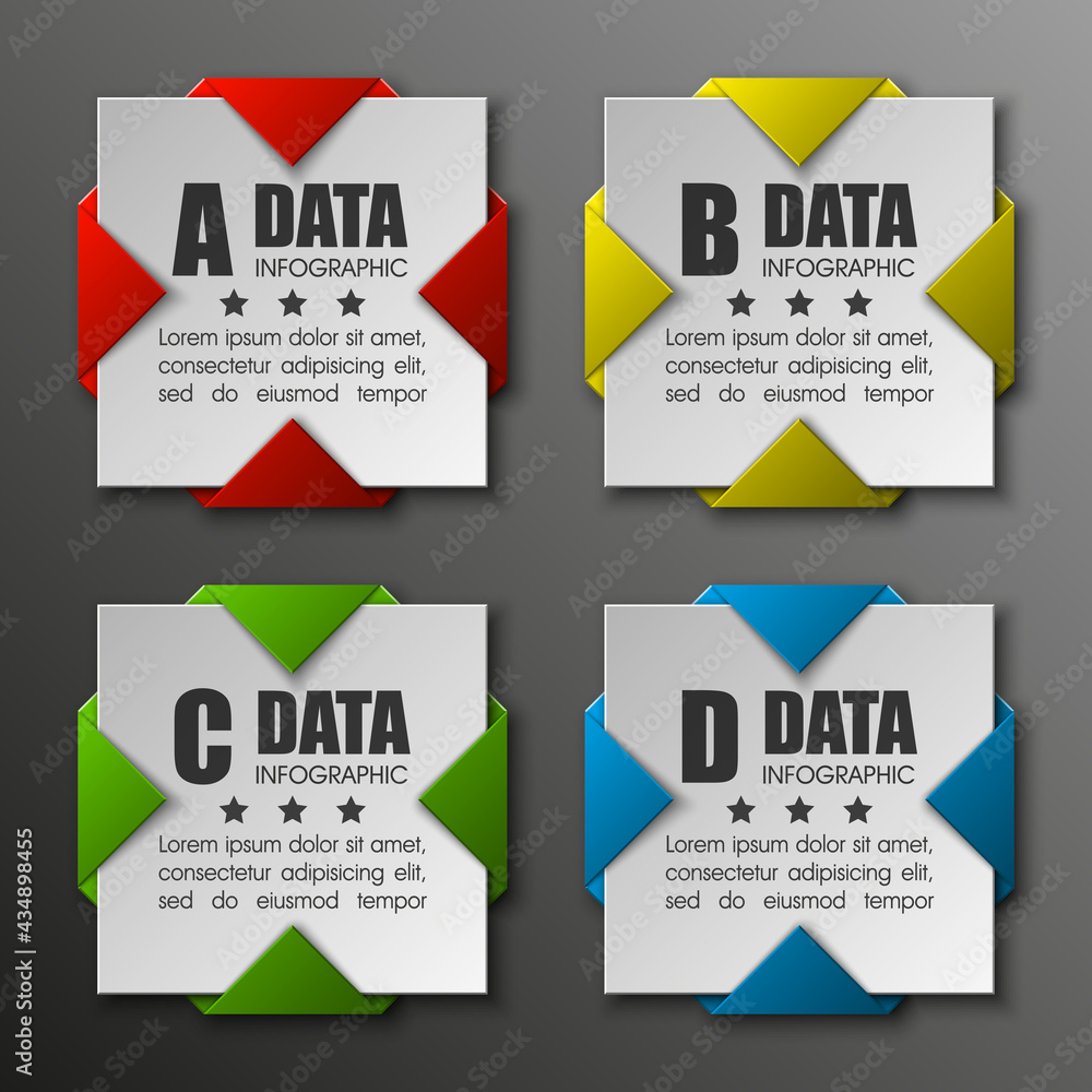 Poster set of origami vector arrow banners with shadow for websites or business design