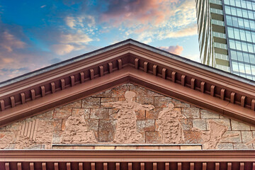 Colonial decorative capital in the Massey Music Hall, Toronto, Canada