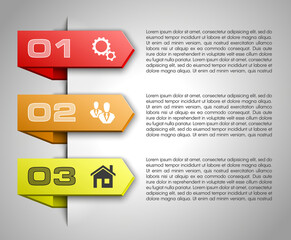 Modern minimal arrow elements for business infographics. Material style. Vector illustration. Can be used for workflow layout, brochure, diagram, chart, number and step up options, web design