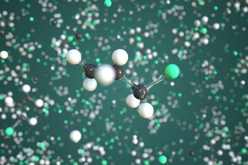 Molecule of allyl chloride, conceptual molecular model. Conceptual 3d rendering