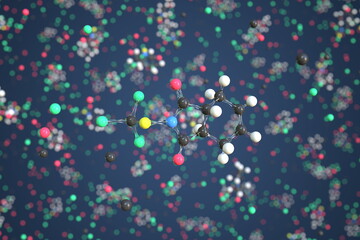 Captan molecule. Conceptual molecular model. Chemical 3d rendering