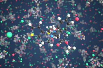Clopidogrel molecule. Conceptual molecular model. Chemical 3d rendering