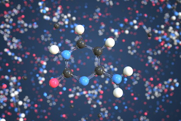 Cytosine molecule made with balls, scientific molecular model. Chemical 3d rendering