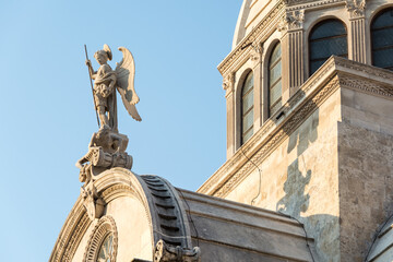 statue of St. Michael, patron saint of the city of Šibenik , Croatia