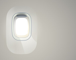 Aircraft windows. Airplane indoor portholes, plane interior window and fuselage glass porthole. Plastic or glass plane windows 3d vector isolated illustration set
