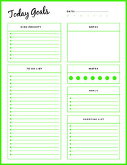 Daily planner template. printable template - Easy to plan your day. Planner note pages templates - Daily tasks, goals and appointments template -Undated Daily Planner with ToDol list - Todays Plan- 8.