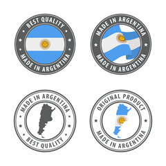Made in Argentina - set of labels, stamps, badges, with the Argentina map and flag. Best quality. Original product.