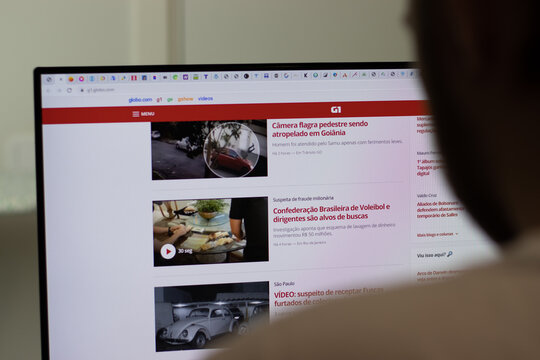 New York, USA - 1 May 2021: G1 company website on screen, Illustrative Editorial.