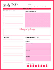 Daily planner template. printable template - Easy to plan your day. Planner note pages templates - Daily tasks, goals and appointments template -Undated Daily Planner with ToDol list - Todays Plan- 8.
