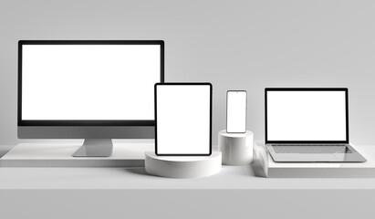 Isolated Devices Mockup - 3d rendering.
