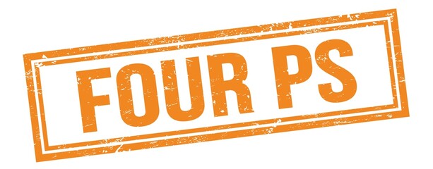 FOUR PS text on orange grungy vintage stamp.