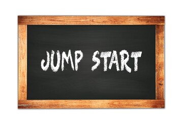 JUMP  START text written on wooden frame school blackboard.