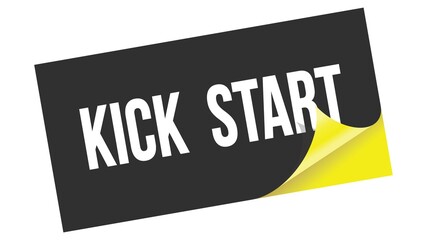 KICK  START text on black yellow sticker stamp.