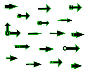 Various arrows symbols. Set. Vector illustration.