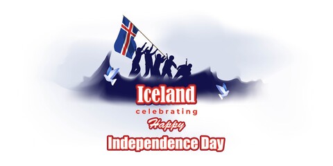 vector illustration for a happy national day - Iceland