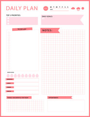 Daily planner template. printable template - Easy to plan your day. Planner note pages templates - Daily tasks, goals and appointments template -Undated Daily Planner with ToDol list - Todays Plan- 8.