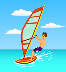 man windsurfing