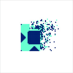 Pixel art 8 bit dispersed filled rectangle, illustration for graphic design