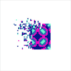 Colorful Pixel tile disintegration into pixels, illustration for graphic design
