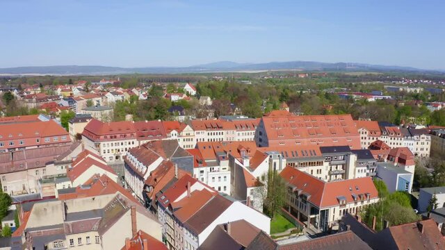 drone flight over Zittau city, Germany 