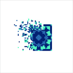 Pixel dispersed filled rectangle, illustration for graphic design