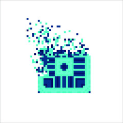 Rectangle tile disintegration into pixels, illustration for graphic design
