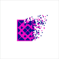 Vector Pixel tile with disintegration effect, illustration for graphic design