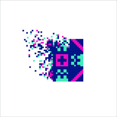 Vector Pixel tile with disintegration effect, illustration for graphic design