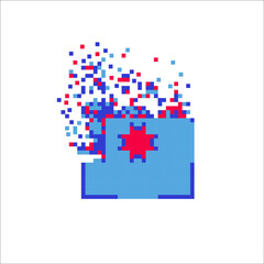 Colorful Pixel tile disintegration into pixels, illustration for graphic design
