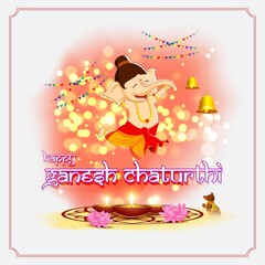 VECTOR ILLUSTRATION FOR INDIAN LORD GANESHA FESTIVAL HAPPY GANESHA CHATURTHI MEANS 