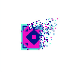 Pixel dispersed filled rectangle, illustration for graphic design