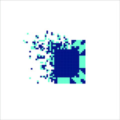 Pixel art 8 bit dispersed filled rectangle, illustration for graphic design