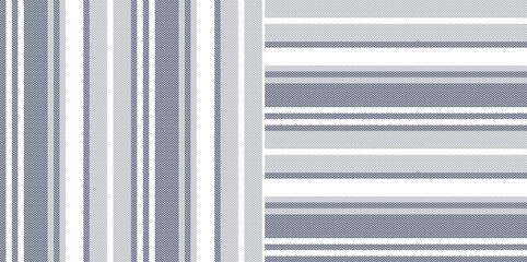 Stripe pattern in navy blue, grey, white. Herringbone geometric vertical and horizontal lines for dress, trousers, pyjamas, shirt, other modern spring summer autumn winter fashion textile print.