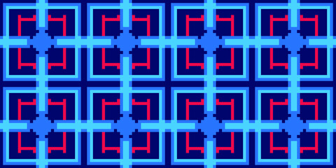 Pixel shapes seamless pattern. Digital texture. Vector illustration