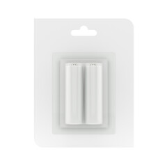 Blister pack of two batteries, 3D illustration.