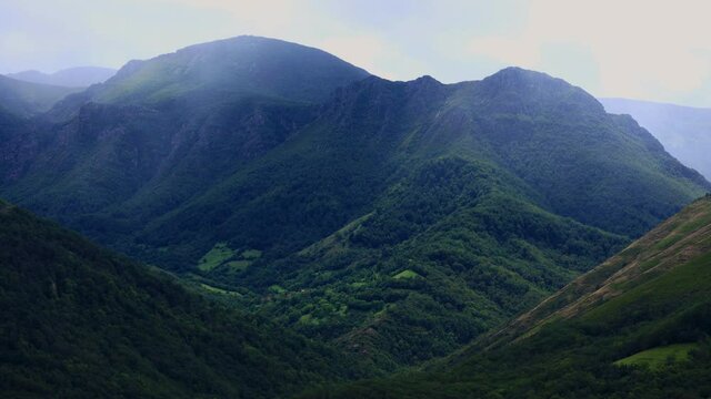 Massif of Las Ubi&ntilde;as between Asturias and Leon. In the Natural Parks of Las Ubi&ntilde;as-La Mesa in Asturias and the Natural Park of Babia y Luna in Leon, Spain, Europe