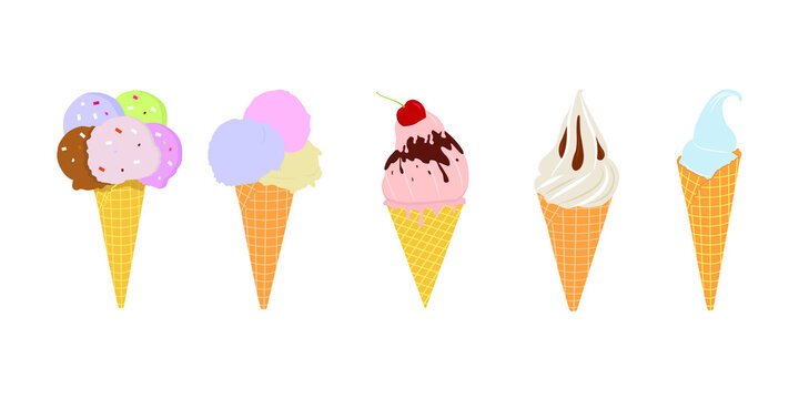 A set of ice cream cones.