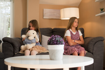 Two sisters got into the fight in the middle of playing with a new stuffed bunny toy.