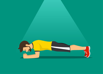 man exercising, training workout in plank position