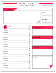Daily planner template. printable template - Easy to plan your day. Planner note pages templates - Daily tasks, goals and appointments template -Undated Daily Planner with ToDol list - Todays Plan- 8.