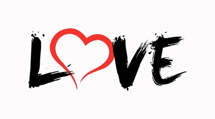 Love Icon. Vector isolated illustration of a heart with the word love