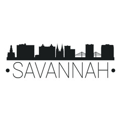 Fototapeta Savannah, GA, USA City Skyline. Silhouette Illustration Clip Art. Travel Design Vector Landmark Famous Monuments. obraz