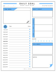 Daily planner template. printable template - Easy to plan your day. Planner note pages templates - Daily tasks, goals and appointments template -Undated Daily Planner with ToDol list - Todays Plan- 8.