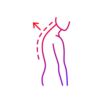 Thoracic kyphosis gradient linear vector icon. Prominent shoulder blade. Spinal disorder. Roundback, hunchback. Thin line color symbols. Modern style pictogram. Vector isolated outline drawing