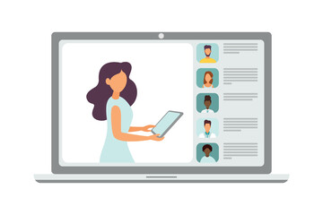 Video conferencing. Remote work. Video call conference, working from home, social distancing, business discussion.