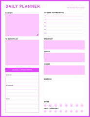 Daily planner template. printable template - Easy to plan your day. Planner note pages templates - Daily tasks, goals and appointments template -Undated Daily Planner with ToDol list - Todays Plan- 8.