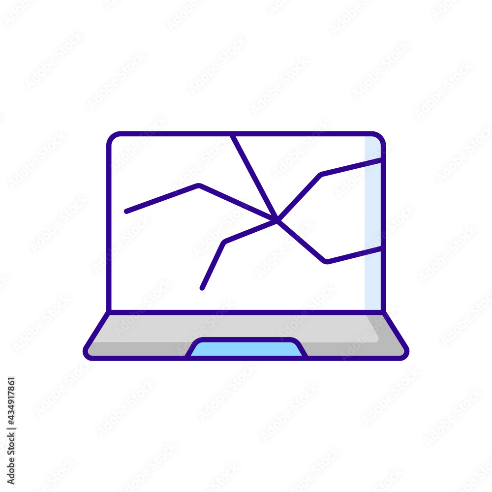 Aufkleber broken screen rgb color icon. cracked display. crashed monitor. smashed touch screen, electronic dev