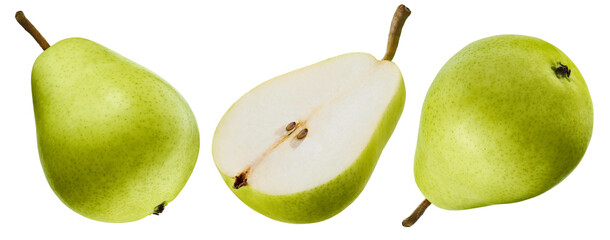Pears isolated on white background, collection