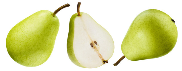 Pears isolated on white background, collection
