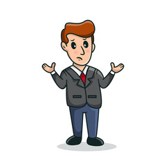 Business Man Cartoon character standing with confused face and poses